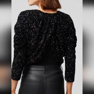 White House Black Market Black Sequin Bolero
